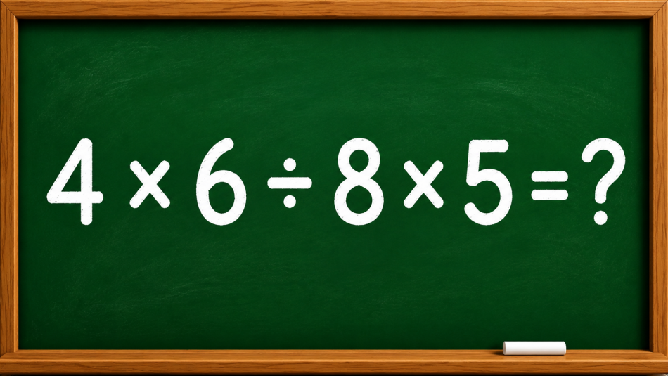 Большинство получает неверный ответ на «4 × 6 ÷ 8 × 5» из-за одной ошибки